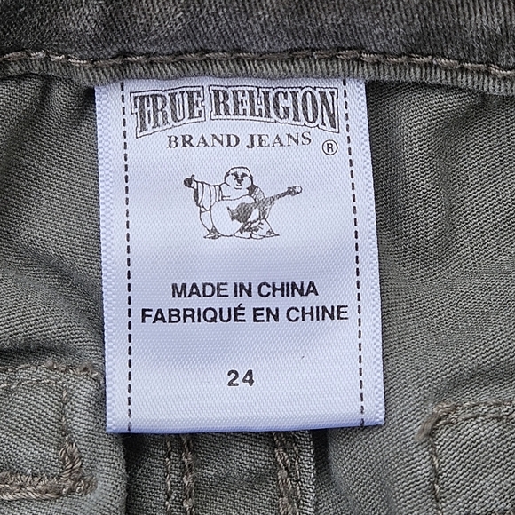 True Religion Camo Cargo Pants Utility Leggings Green Pockets Stretch Womens 24 - Picture 8 of 16